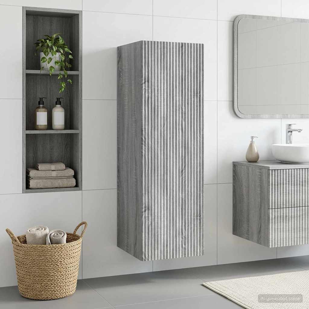 Wandmontierter Badezimmerschrank Grau Sonoma 33 x 34,5 x 100 cm