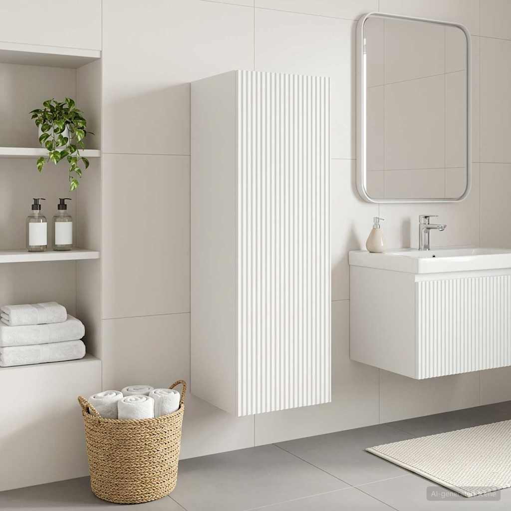 Wandmontierter Badezimmerschrank Weiß 33 x 34,5 x 60 cm