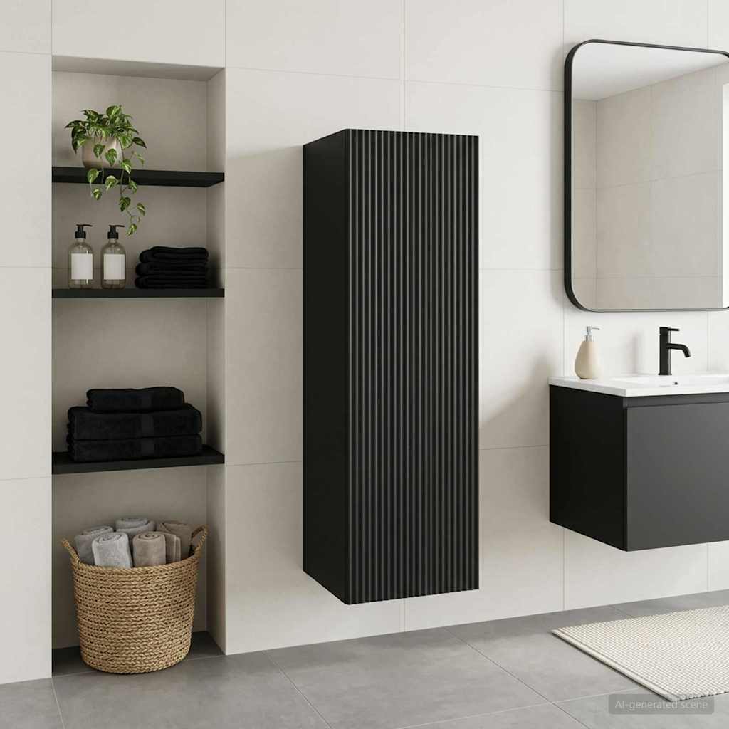 Wandmontierter Badezimmerschrank Schwarz 33 x 34,5 x 60 cm