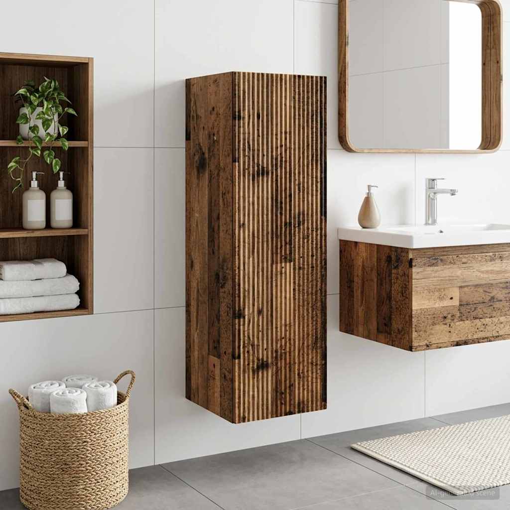 Wandmontierter Badezimmerschrank Altholz 33 x 34,5 x 60 cm