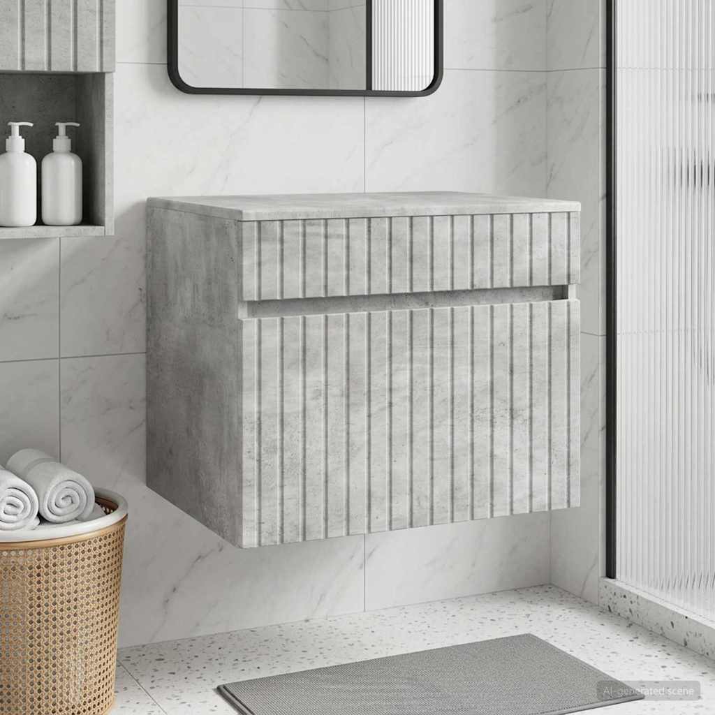 Wandmontierter Badezimmerschrank Betongrau 59 x 44,5 x 50 cm