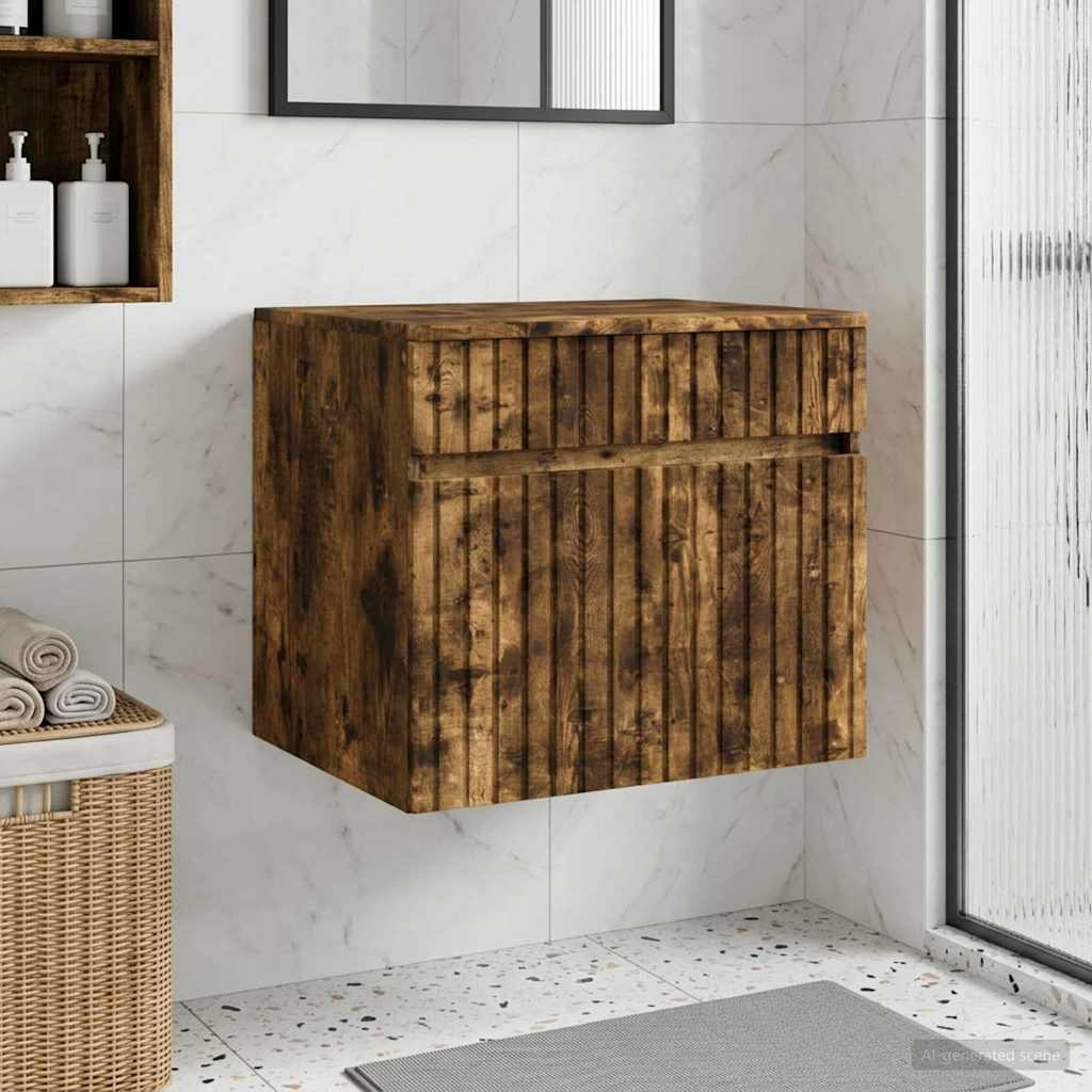 Wandmontierter Badezimmerschrank Geräucherte Eiche