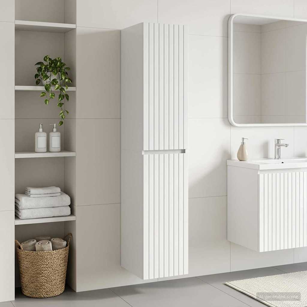 Wandmontierter Badezimmerschrank Hochglanz Weiß