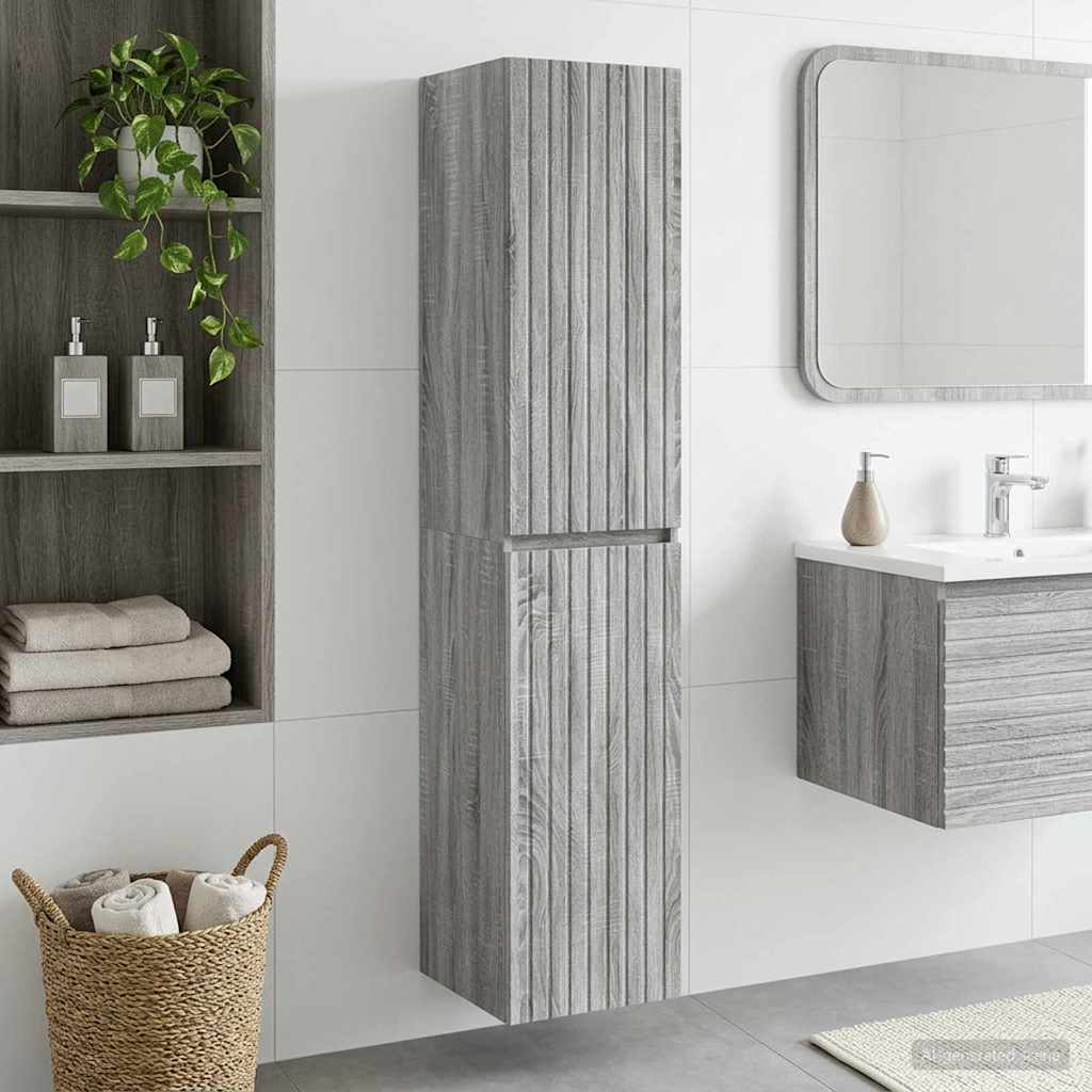 Wandmontierter Badezimmerschrank Grau Sonoma 33 x 34,5 x 160 cm