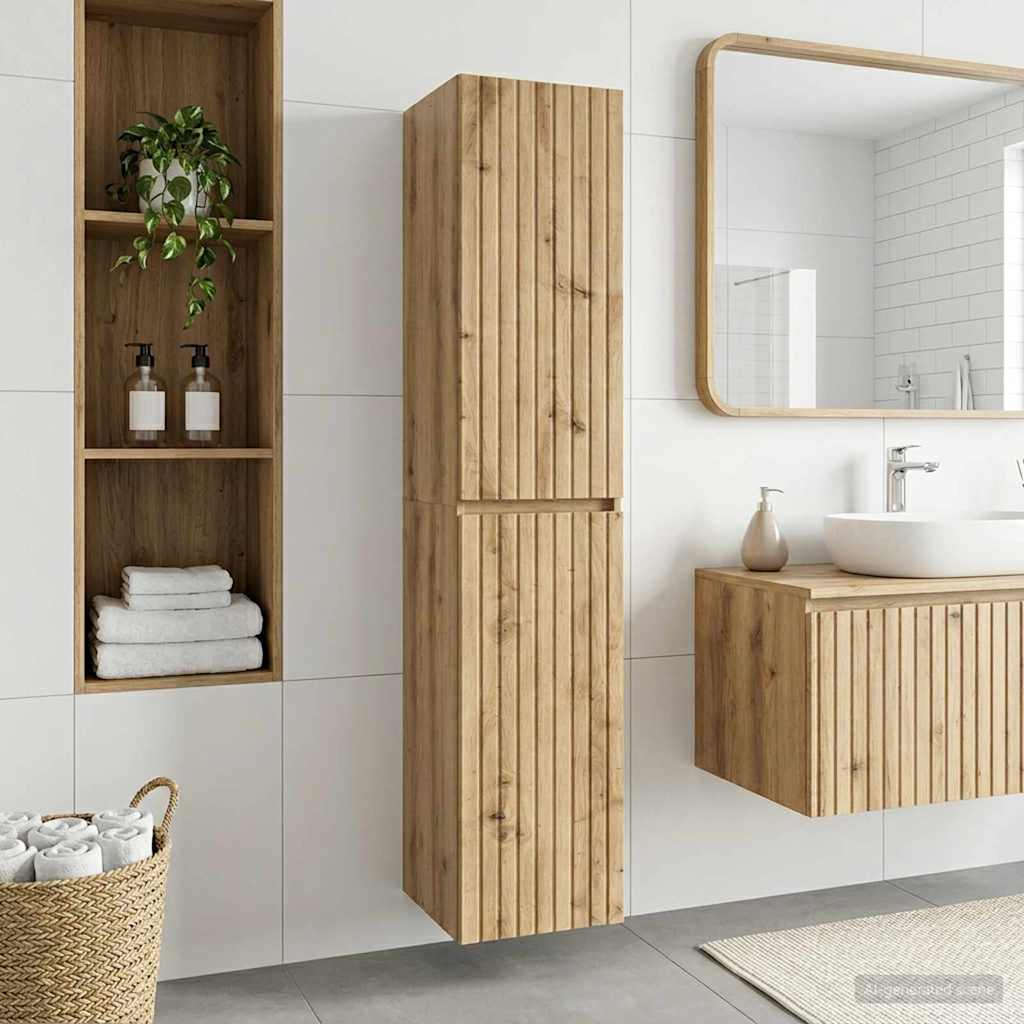 Wandmontierter Badezimmerschrank Artisan-Eiche