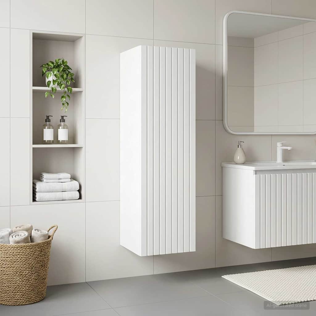 Wandmontierter Badezimmerschrank Weiß 33 x 34,5 x 100 cm