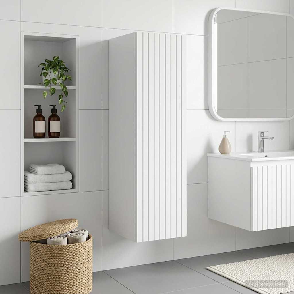 Wandmontierter Badezimmerschrank Hochglanz Weiß