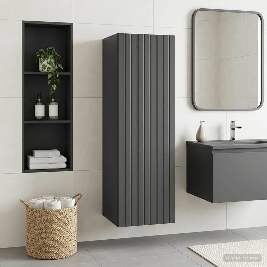 Wandmontierter Badezimmerschrank Schwarz 33 x 34,5 x 60 cm
