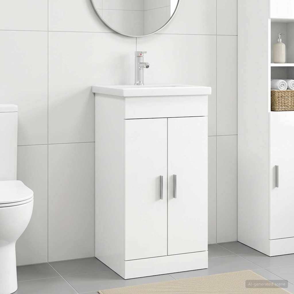 Badezimmerschrank mit Waschbecken Weiß 42 x 40 x 84,5 cm