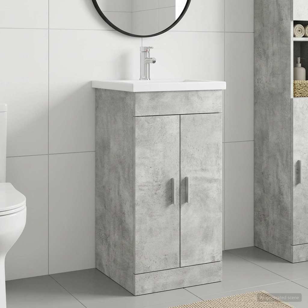 Badezimmerschrank mit Waschbecken Betongrau 42 x 40 x 84,5 cm
