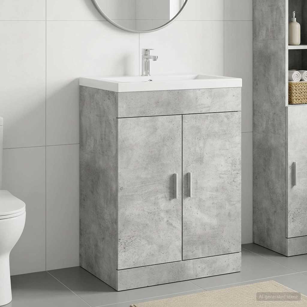 Badunterschrank Betongrau 56 x 37,5 x 81 cm Holzwerkstoff