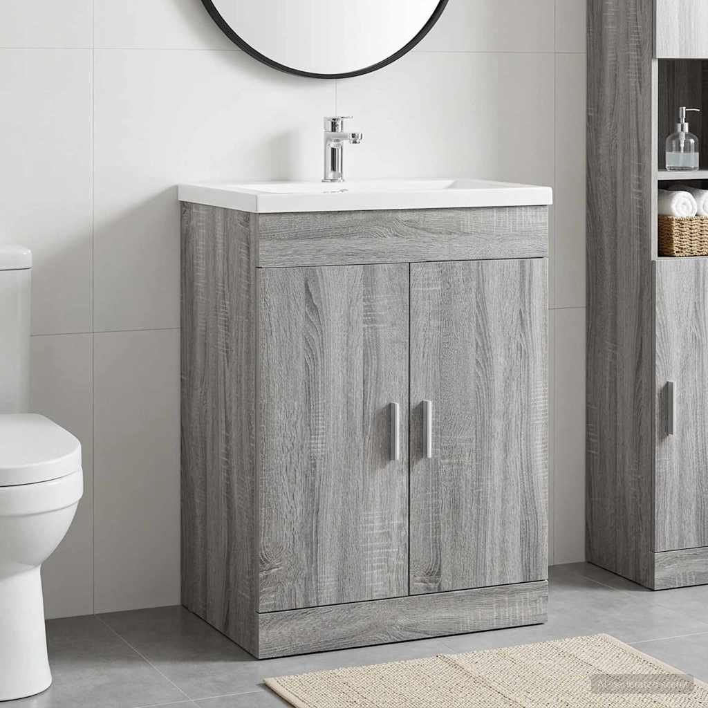 Badunterschrank Sonoma-Grau 56 x 37,5 x 81 cm Holzwerkstoff