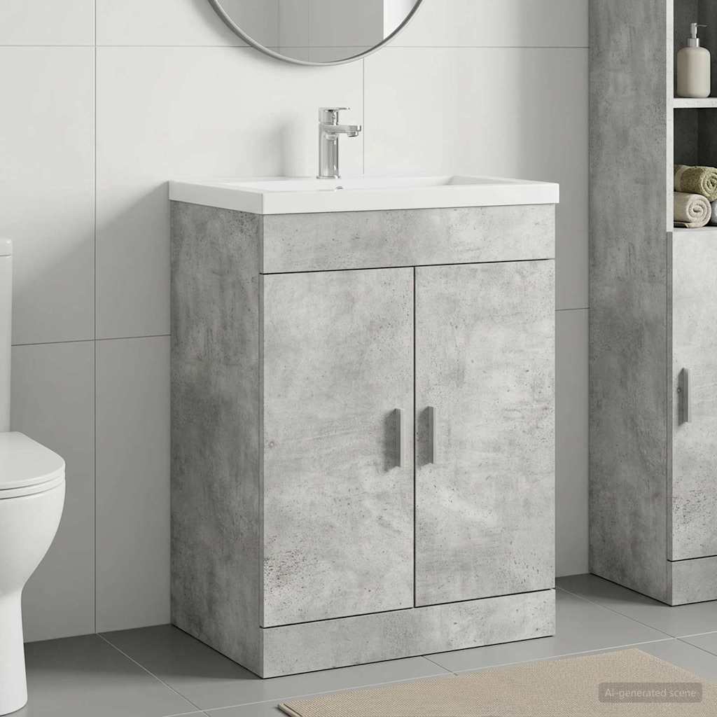 Badunterschrank Betongrau 78,5 x 37,5 x 81 cm Holzwerkstoff
