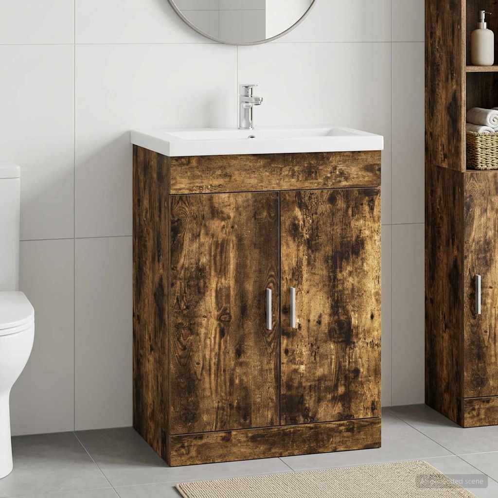 Badunterschrank Räuchereiche 78,5 x 37,5 x 81 cm Holzwerkstoff