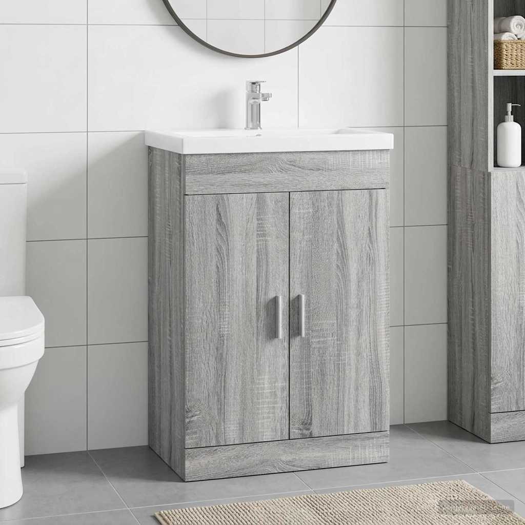 Badunterschrank Sonoma-Grau 78,5 x 37,5 x 81 cm Holzwerkstoff