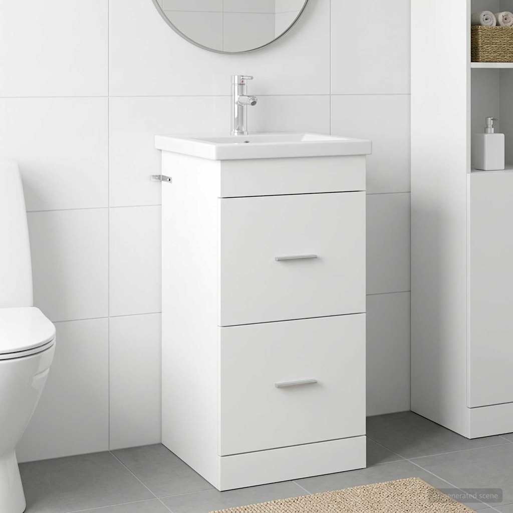 Badezimmerschrank mit Waschbecken Weiß 42 x 40 x 84,5 cm