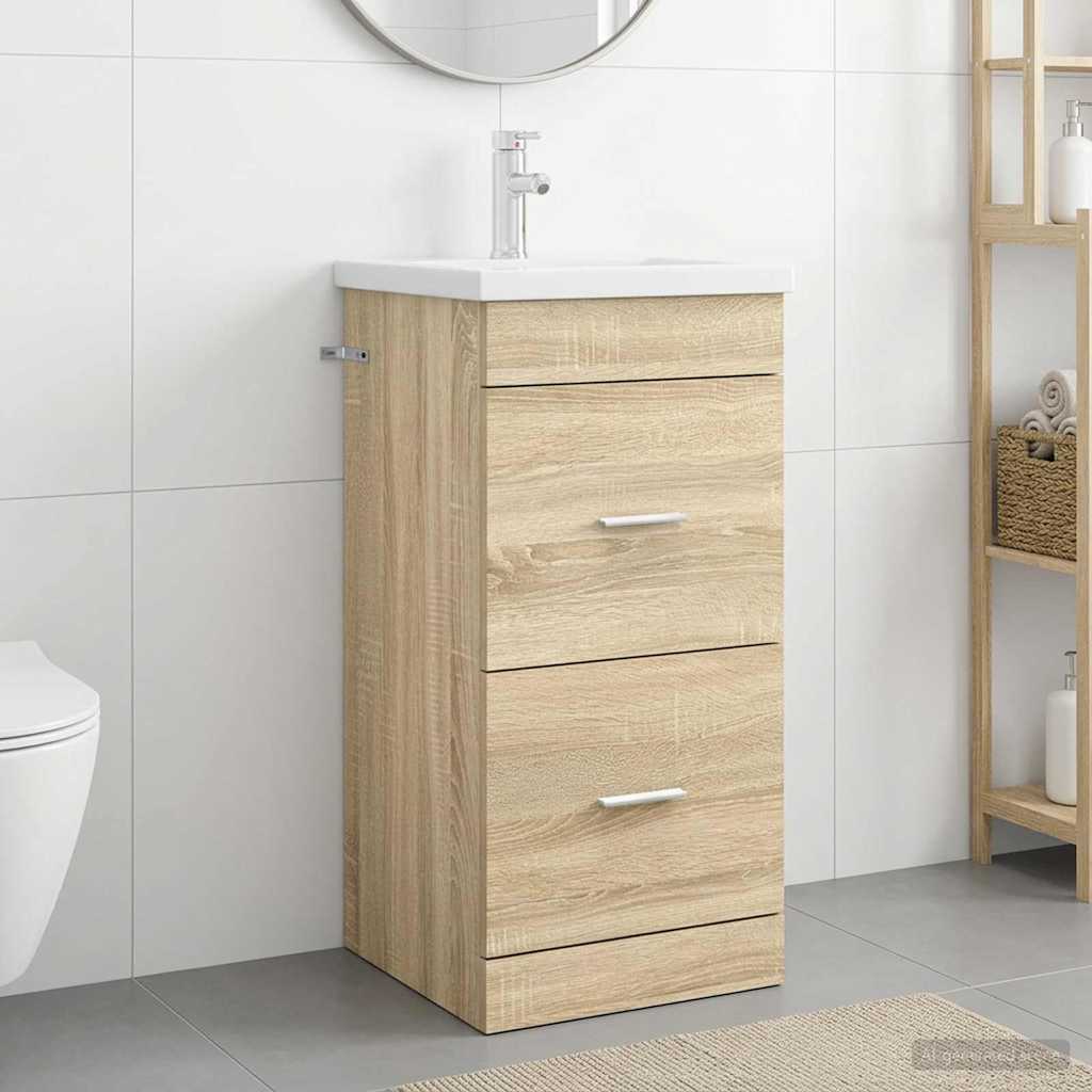 Badezimmerschrank mit Waschbecken Sonoma-Eiche