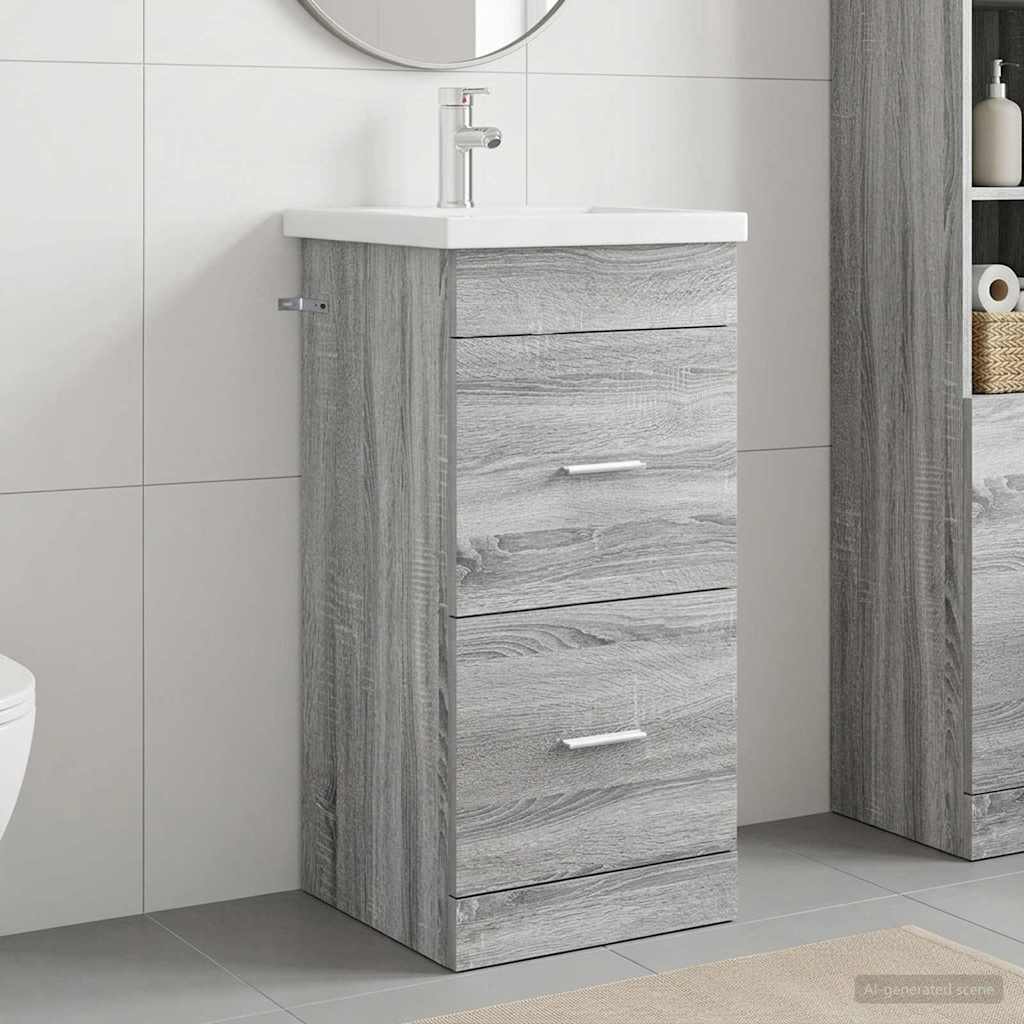 Badezimmerschrank mit Waschbecken Grau Sonoma 42 x 40 x 84,5 cm