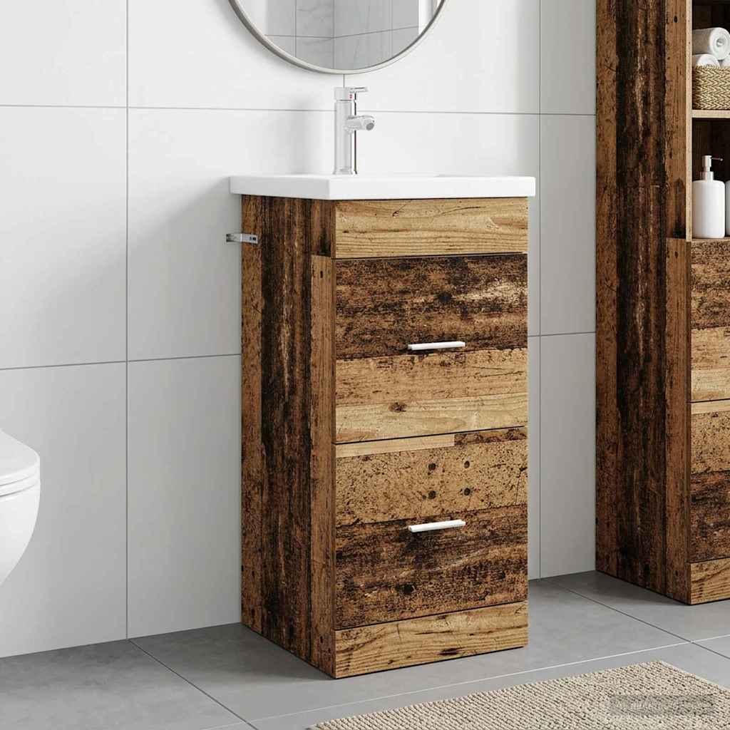 Badezimmerschrank mit Waschbecken Altholz 42 x 40 x 84,5 cm