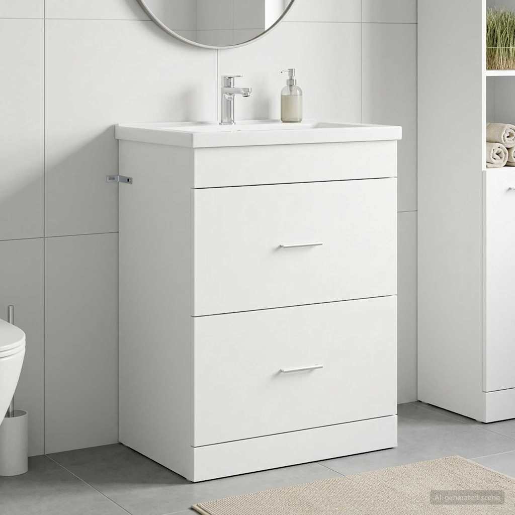 Badunterschrank Weiß 56 x 37,5 x 81 cm Holzwerkstoff