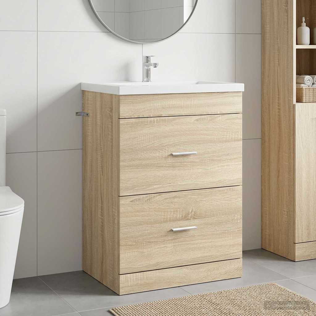 Badunterschrank Sonoma-Eiche 56 x 37,5 x 81 cm Holzwerkstoff