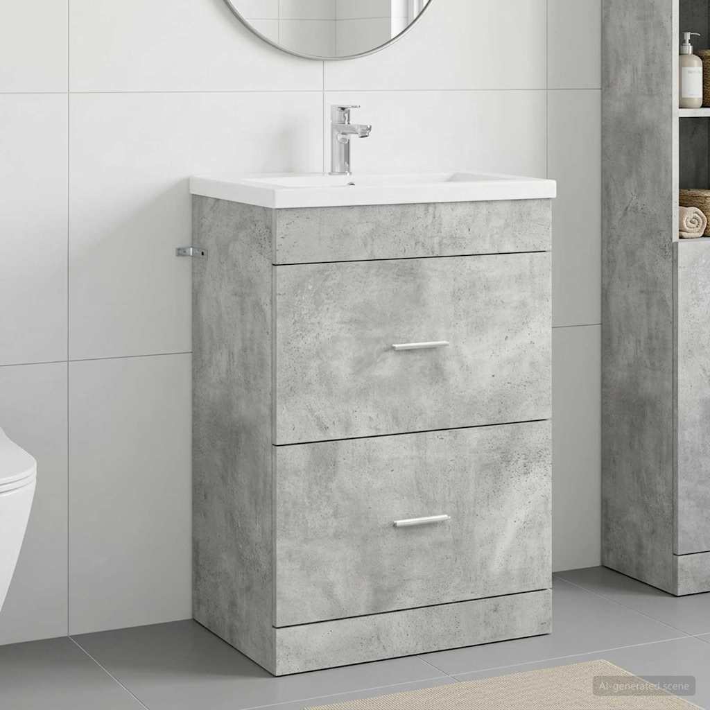 Badunterschrank Betongrau 56 x 37,5 x 81 cm Holzwerkstoff