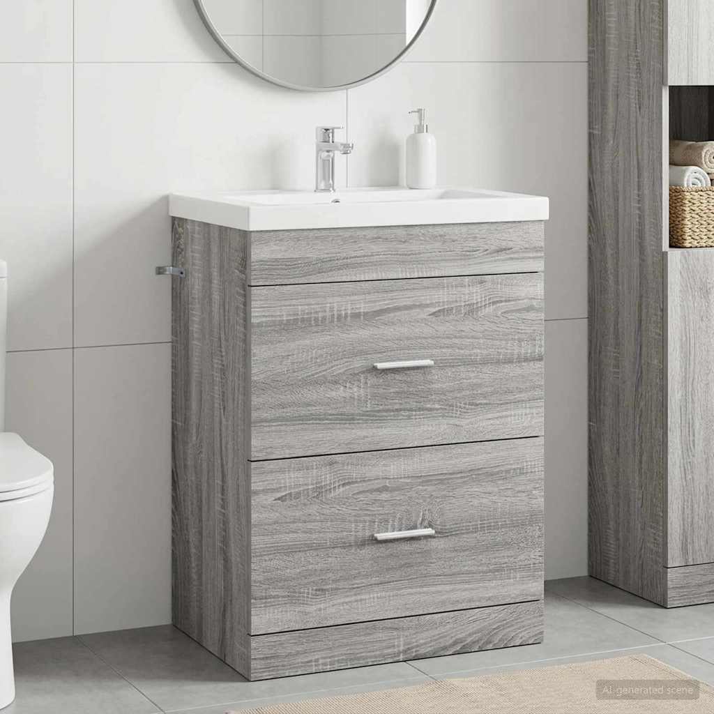 Badunterschrank Grau Sonoma 56 x 37,5 x 81 cm Holzwerkstoff