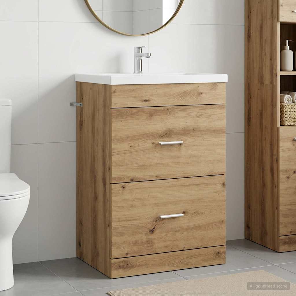 Badunterschrank Artisan-Eiche 56 x 37,5 x 81 cm Holzwerkstoff