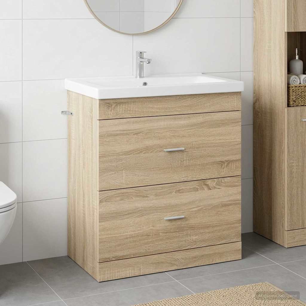 Badunterschrank Sonoma-Eiche 78,5 x 37,5 x 81 cm Holzwerkstoff