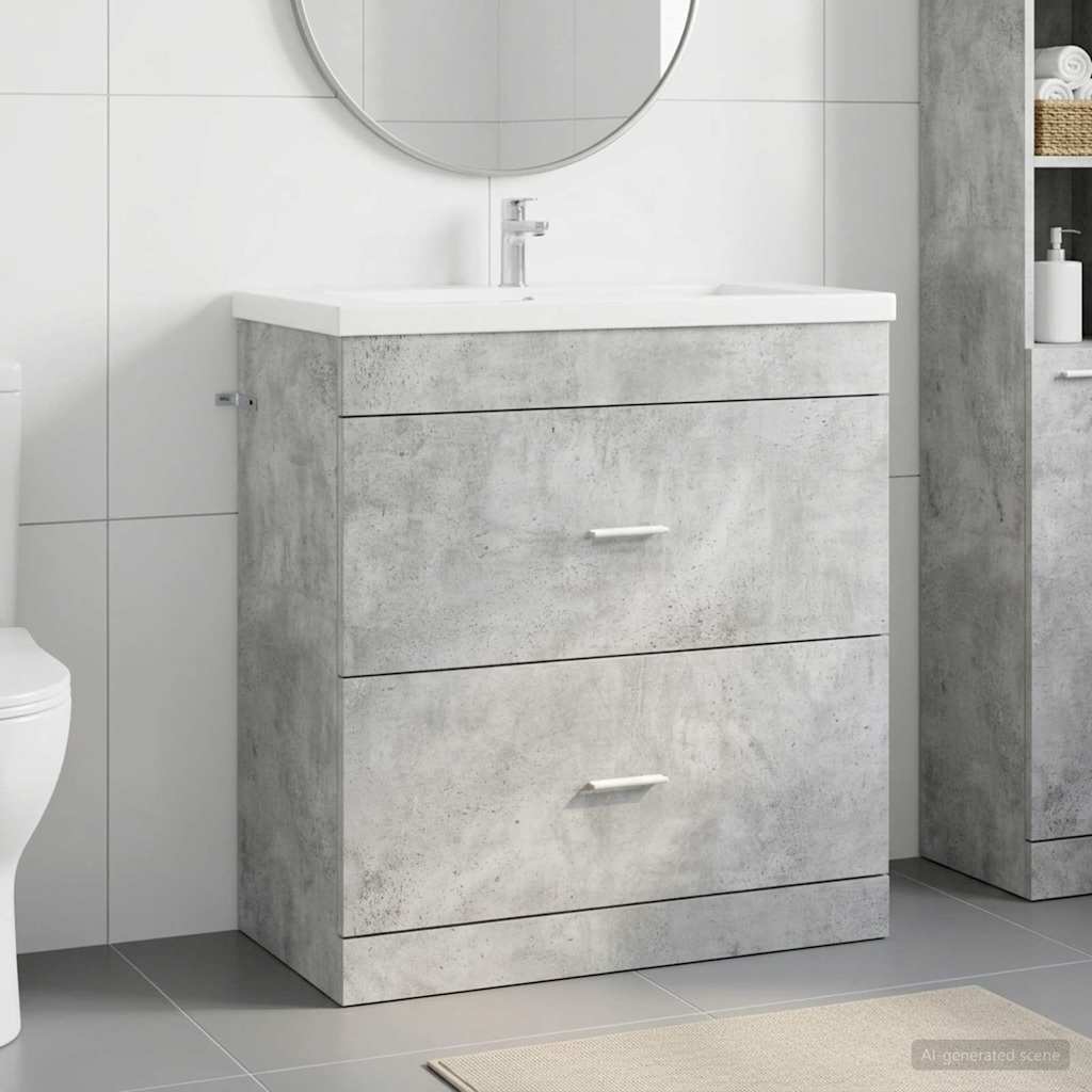 Badunterschrank Betongrau 78,5 x 37,5 x 81 cm Holzwerkstoff
