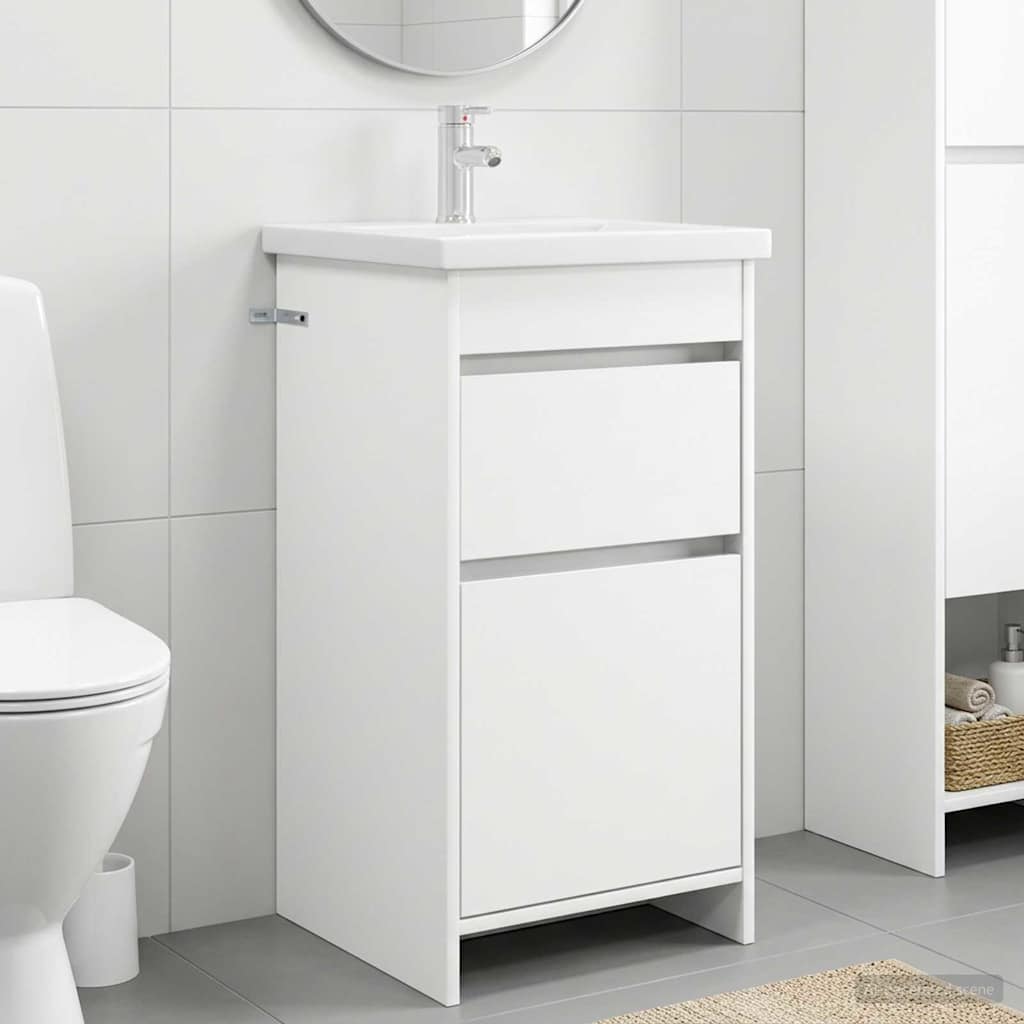 Badezimmerschrank mit Waschbecken Weiß 42 x 40 x 84,5 cm