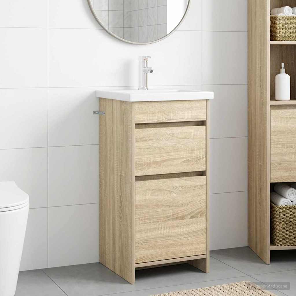 Badezimmerschrank mit Waschbecken Sonoma-Eiche