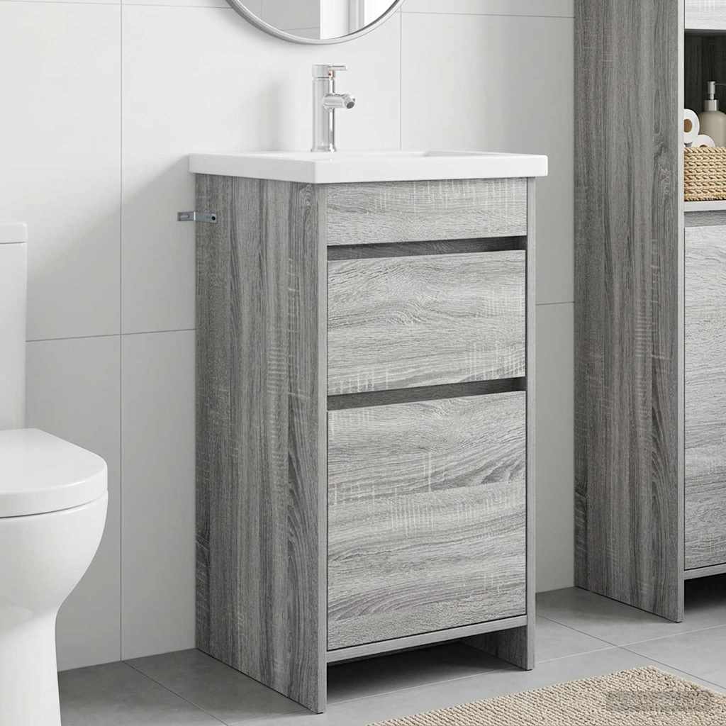Badezimmerschrank mit Waschbecken Grau Sonoma 42 x 40 x 84,5 cm
