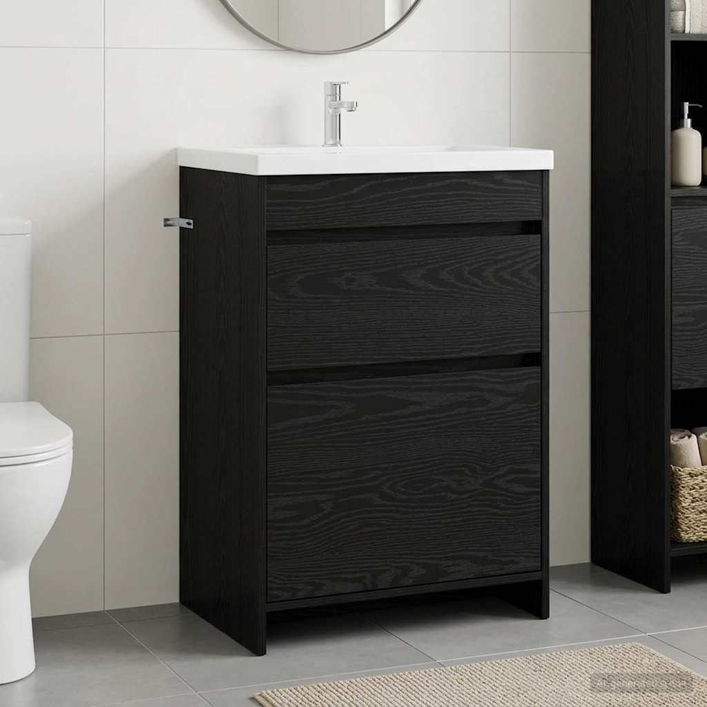Badunterschrank Schwarze Eiche 56 x 37,5 x 81 cm Holzwerkstoff