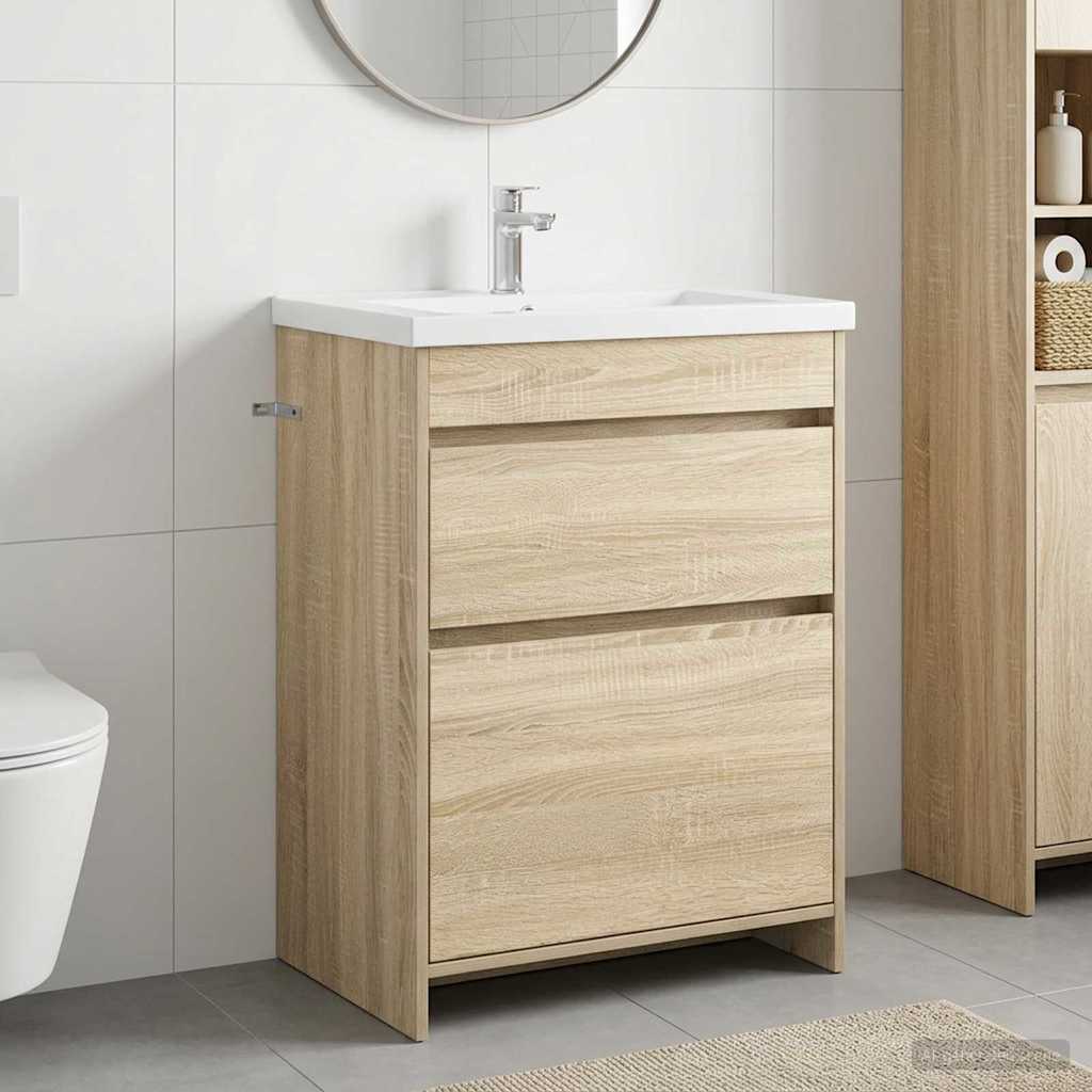 Badunterschrank Sonoma-Eiche 56 x 37,5 x 81 cm Holzwerkstoff