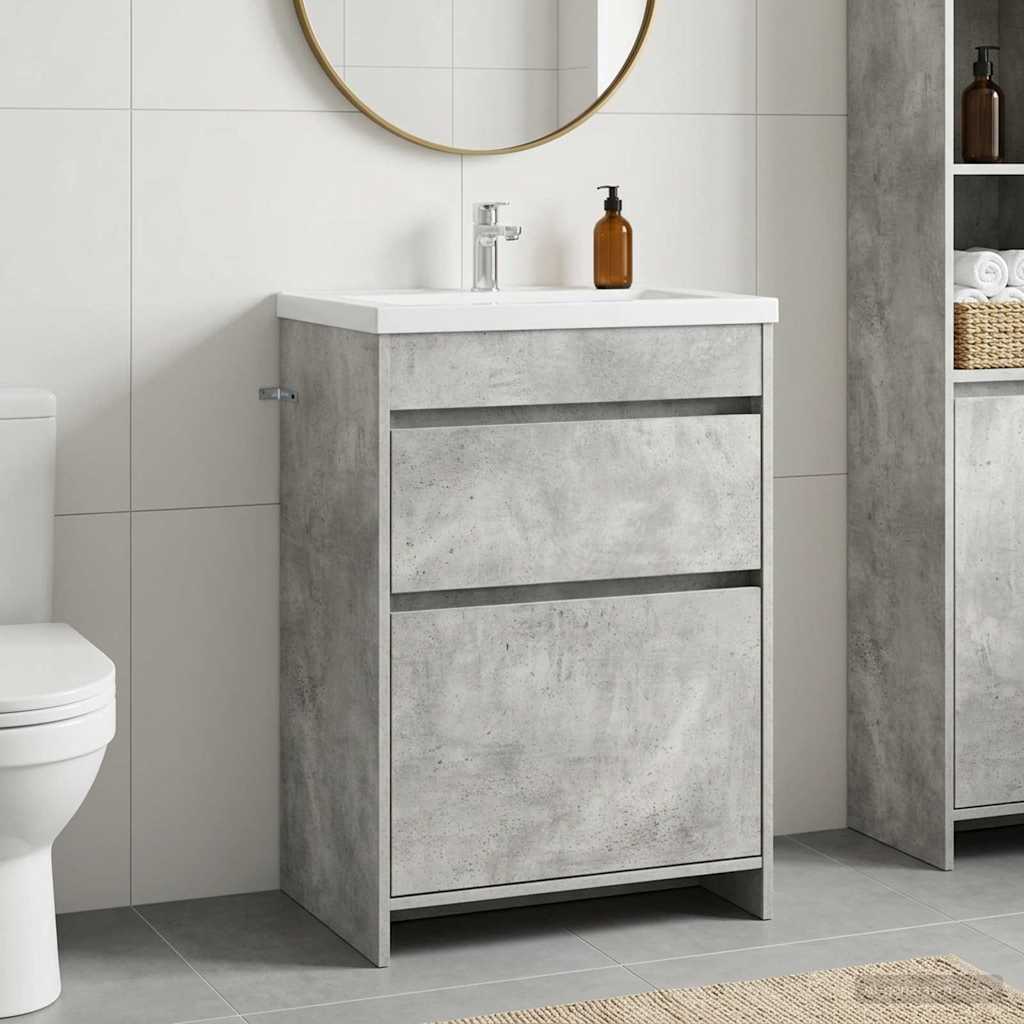 Badunterschrank Betongrau 56 x 37,5 x 81 cm Holzwerkstoff