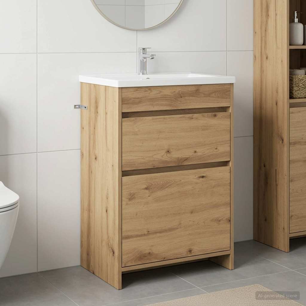 Badunterschrank Artisan-Eiche 56 x 37,5 x 81 cm Holzwerkstoff
