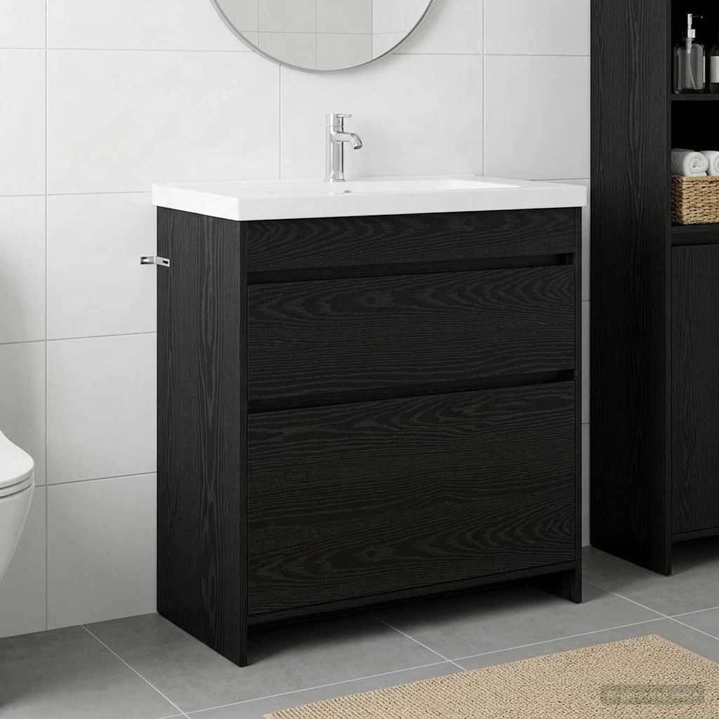 Badunterschrank Schwarze Eiche 78,5 x 37,5 x 81 cm