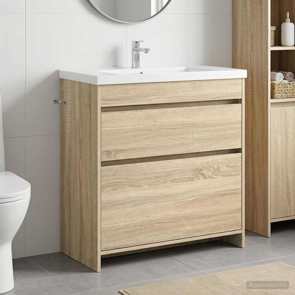 Badunterschrank Sonoma-Eiche 78,5 x 37,5 x 81 cm Holzwerkstoff