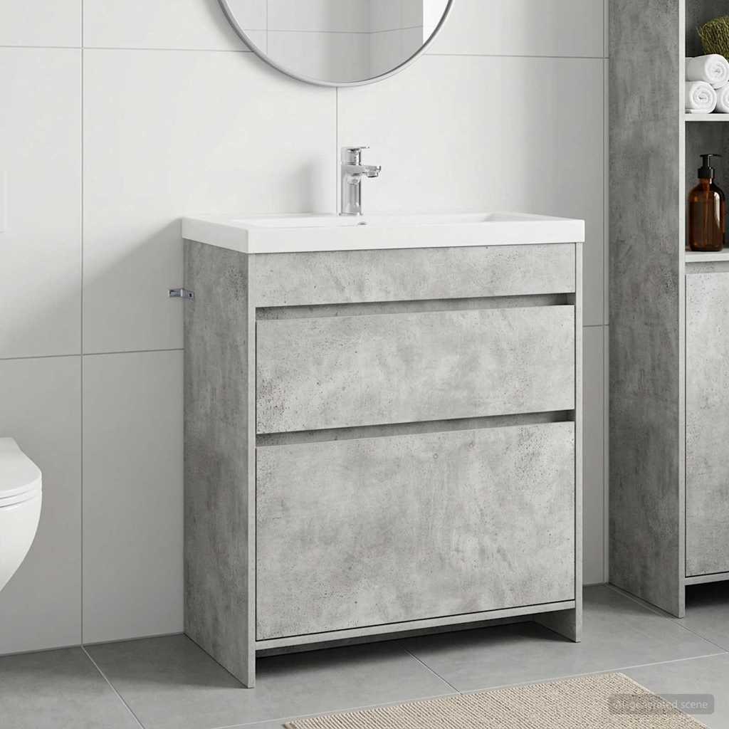Badunterschrank Betongrau 78,5 x 37,5 x 81 cm Holzwerkstoff