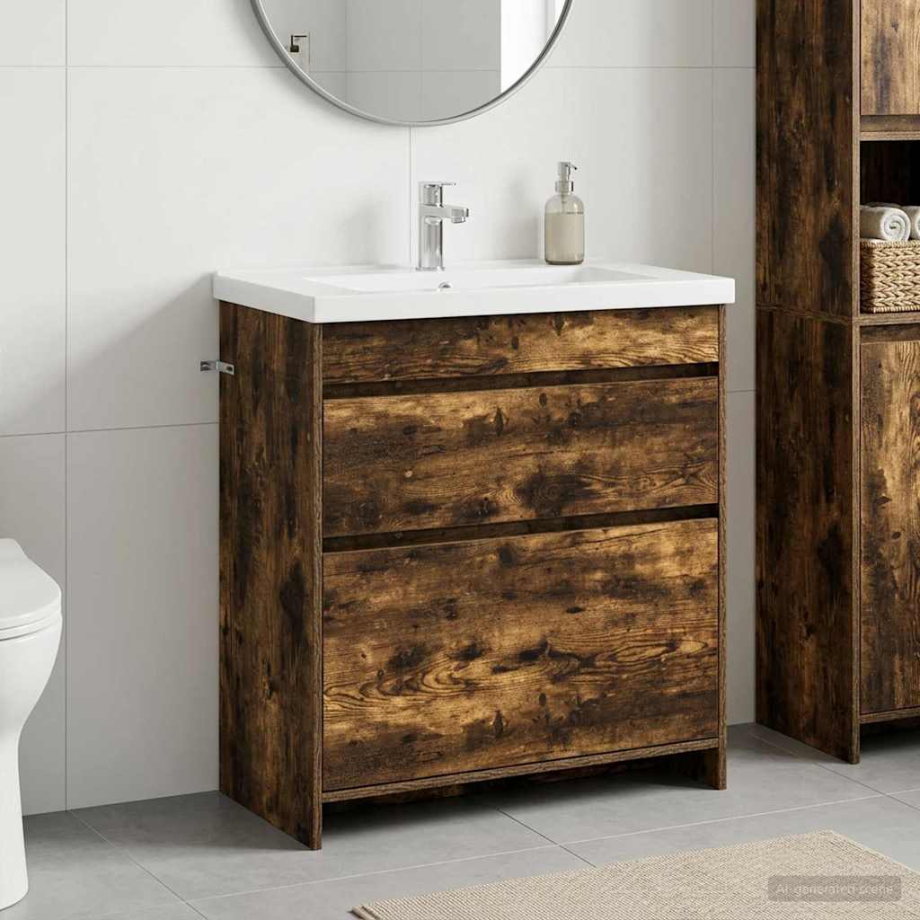 Badunterschrank Geräucherte Eiche 78,5 x 37,5 x 81 cm