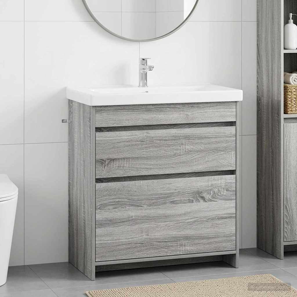 Badunterschrank Grau Sonoma 78,5 x 37,5 x 81 cm Holzwerkstoff