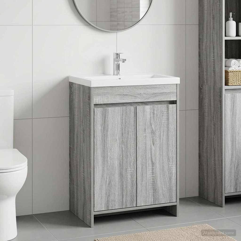 Badunterschrank Grau Sonoma 56 x 37,5 x 81 cm Holzwerkstoff