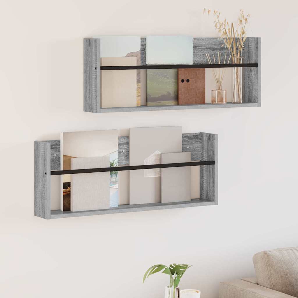 Magazinregal 2 Stk. Sonoma-Grau 80 x 12 x 30 cm Holzwerkstoff