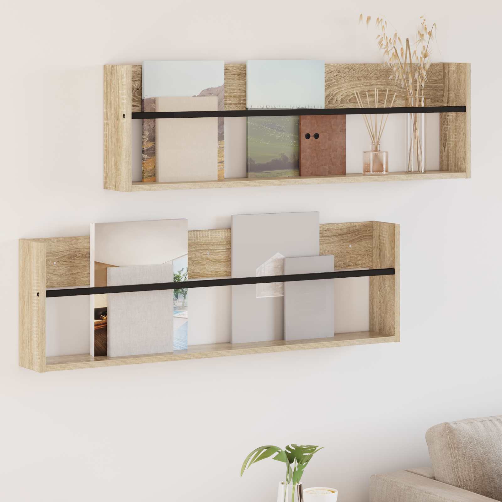 Magazinregal 2 Stk. Sonoma-Eiche 100 x 12 x 30 cm Holzwerkstoff