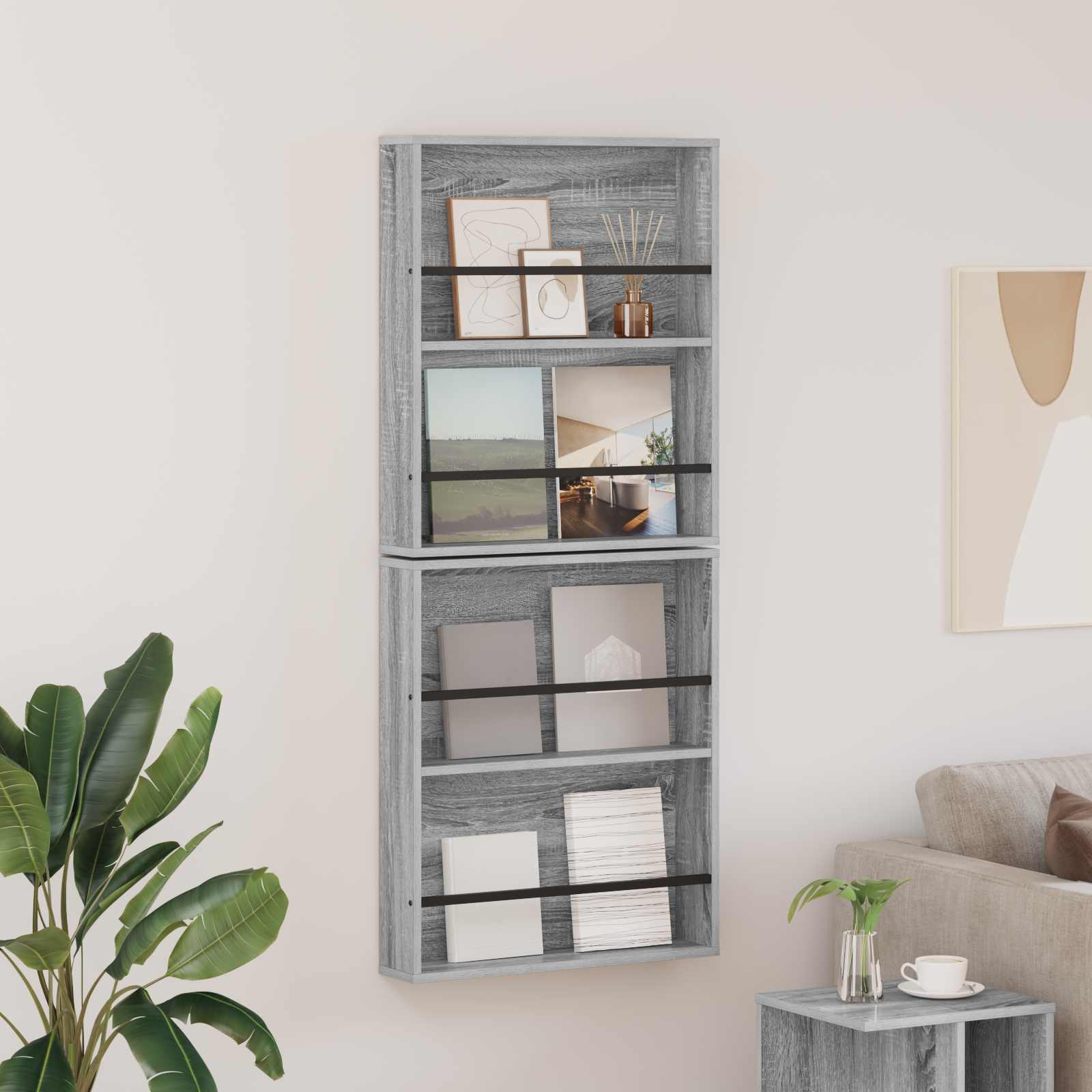 Magazinregal 2 stk. Graues Sonoma 60 x 12 x 70 cm Holzwerkstoff