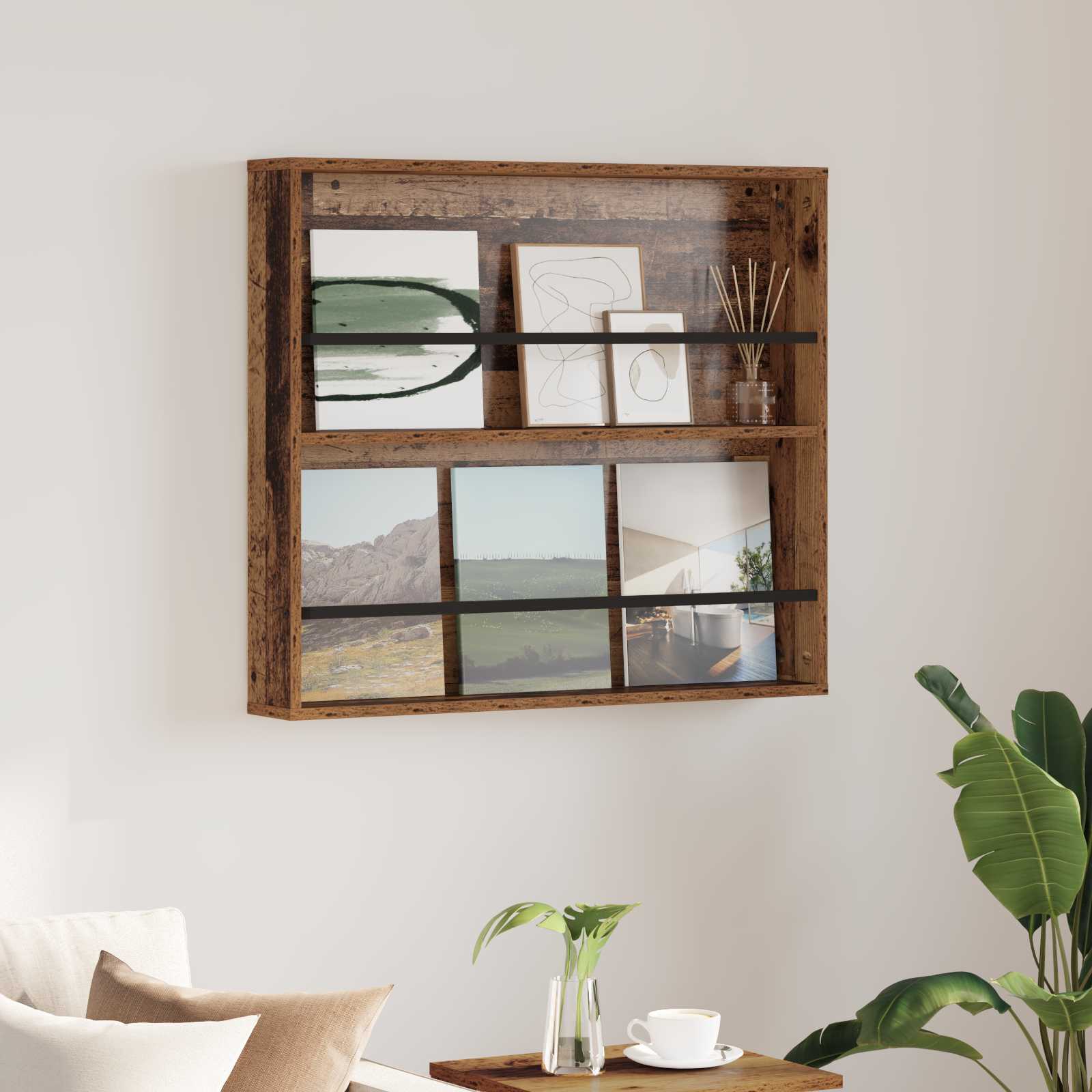 Magazinregal mit Regal Altholz 80 x 12 x 70 cm Holzwerkstoff