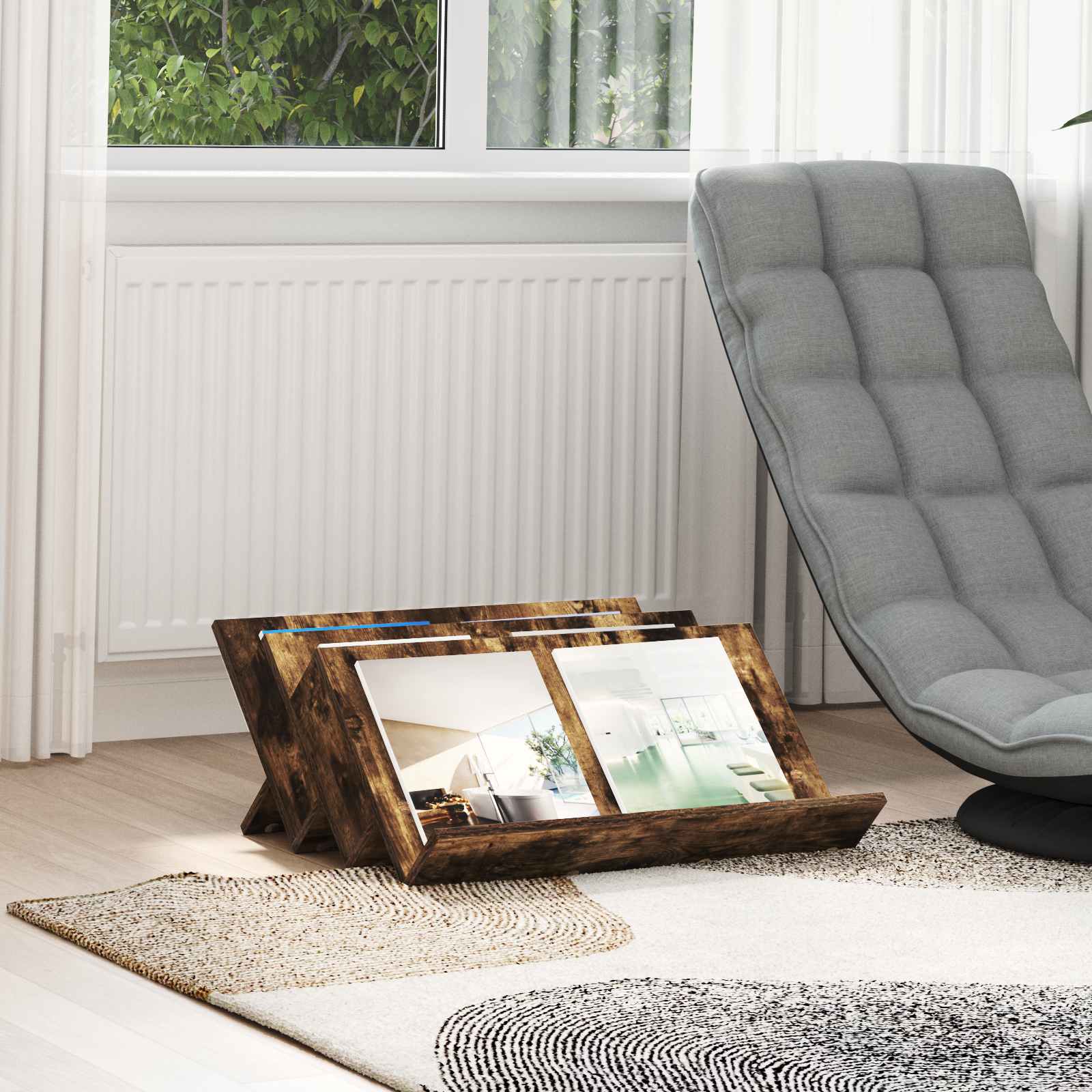 Magazinregal Räuchereiche 65 x 53 x 28,5 cm Holzwerkstoff