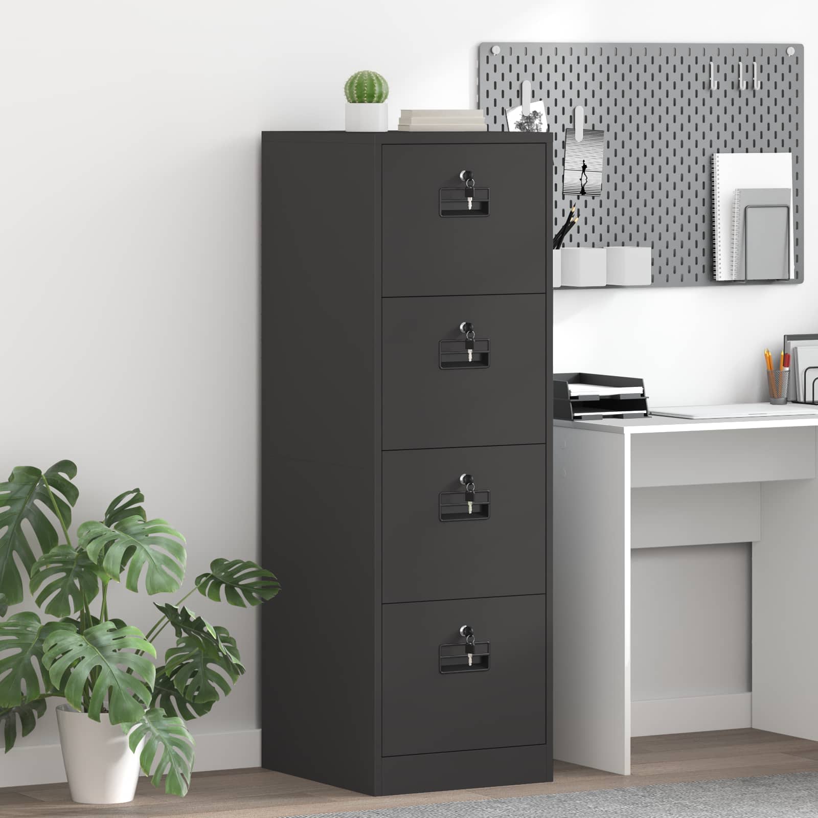 Aktenschrank Schwarz 44 x 50 x 139 cm Kaltgewalzter Stahl