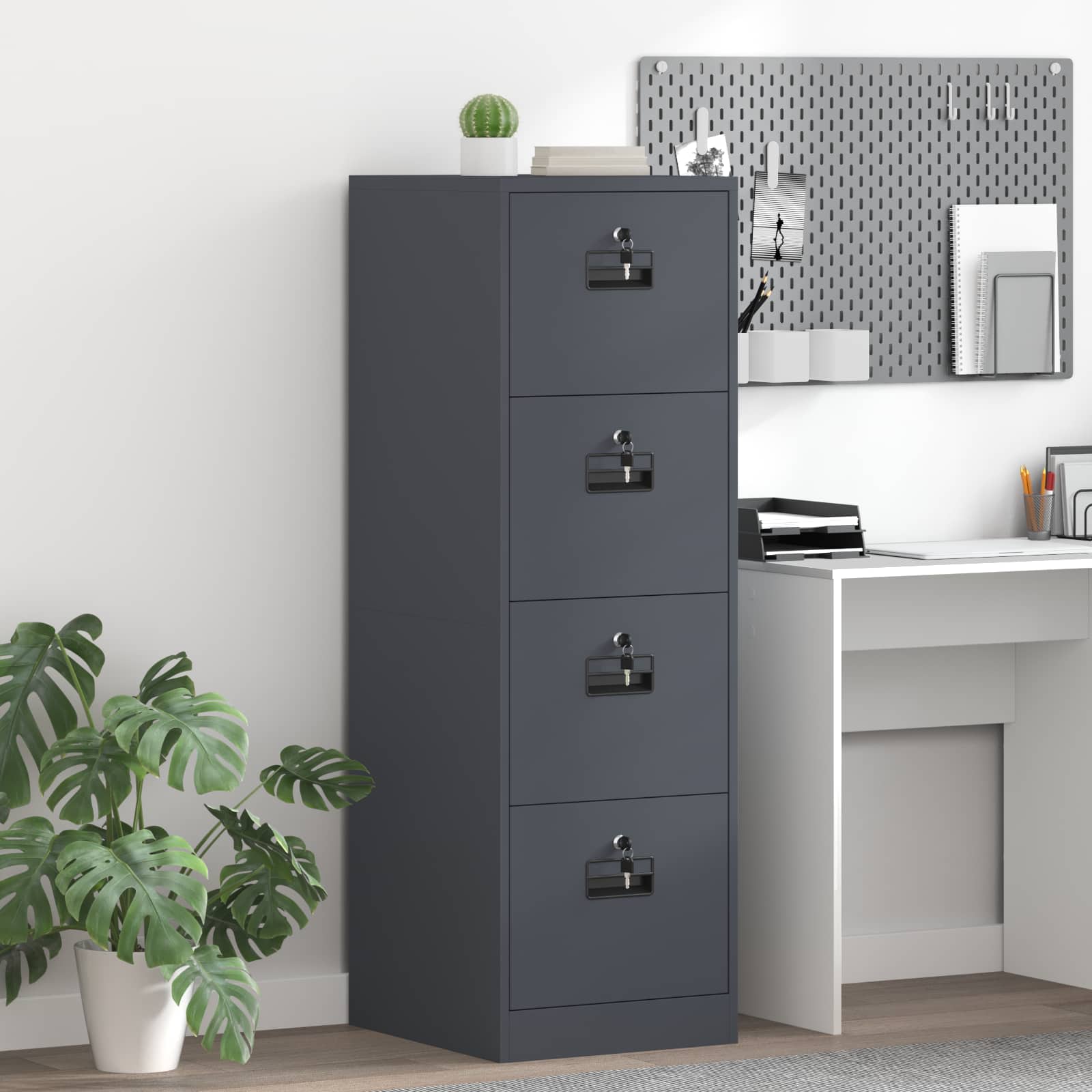 Aktenschrank Anthrazit 44 x 50 x 139 cm Kaltgewalzter Stahl
